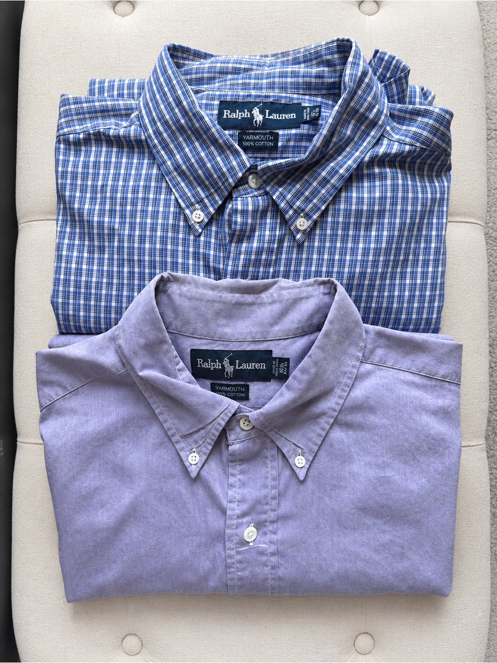 Vintage Ralph Lauren Yarmouth Men’s Dress Shirt Bundle 16½ 34/35 XL Plaid Purple